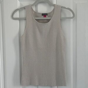 Vince Camuto Cream Sparkle Ribbed Tank Top